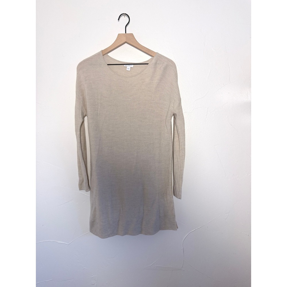 J Jill 100% Extra Fine Merino Wool Tunic Sweater Oatmeal Beige Size S